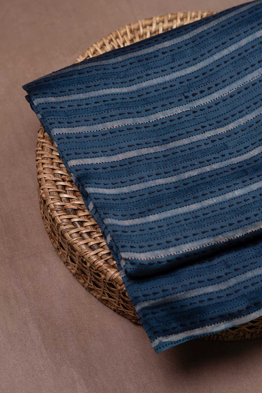 Stripe Pattern Ajrak Chanderi Fabric