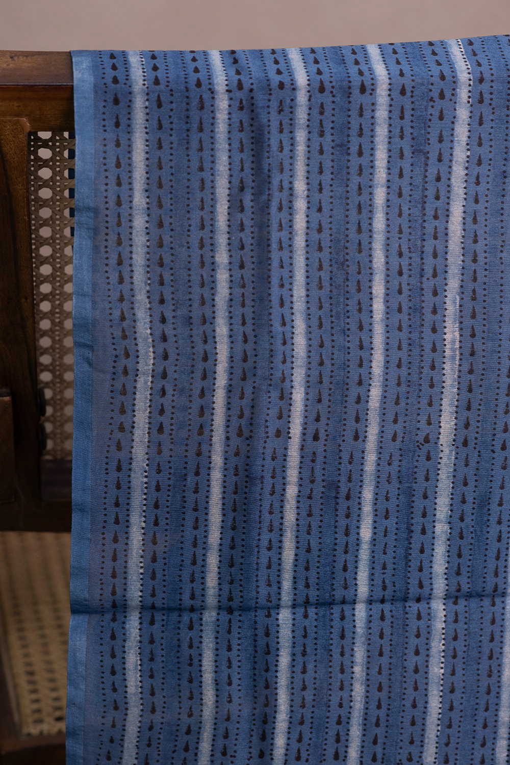 Stripe Pattern Ajrak Chanderi Fabric - Image 2