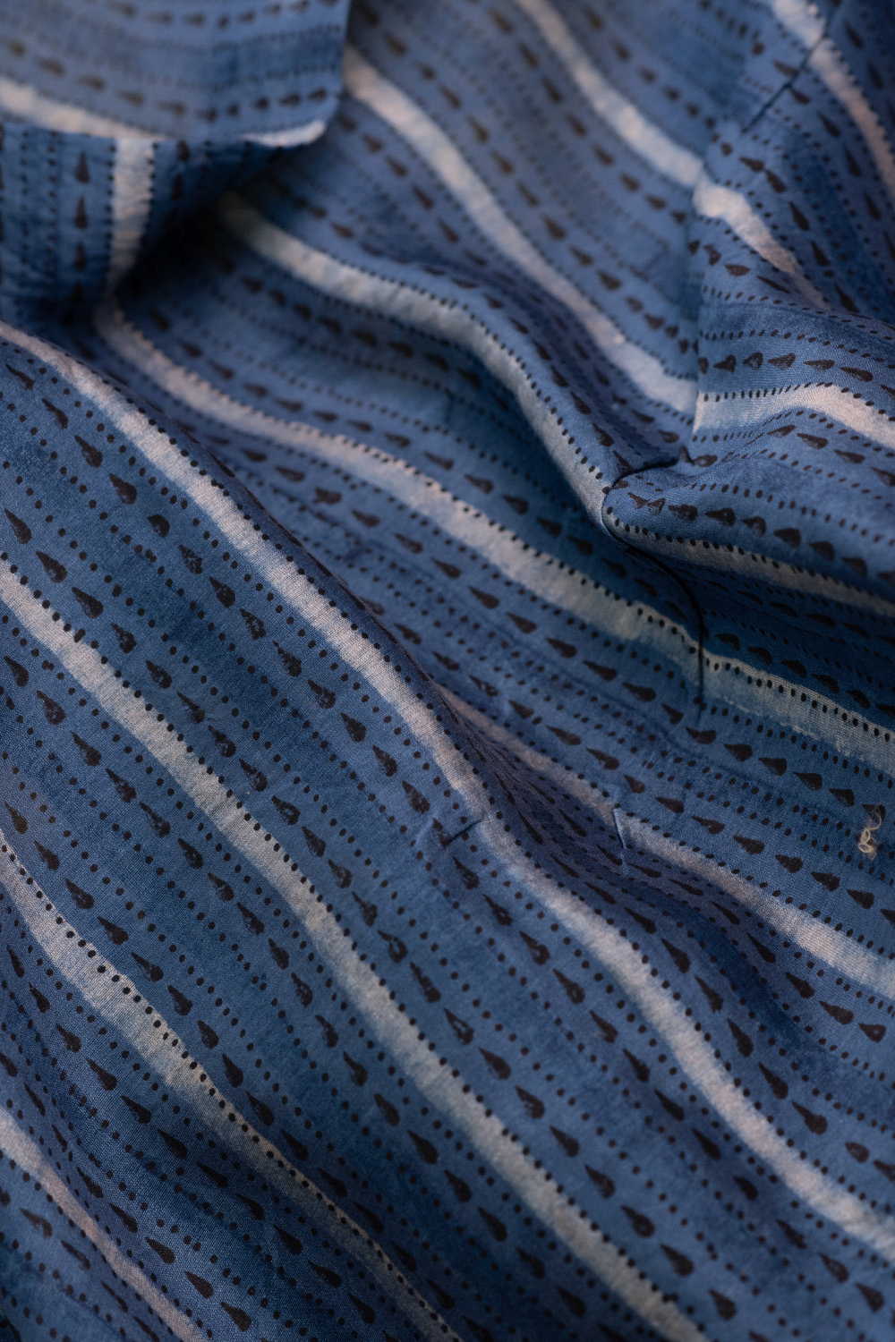 Stripe Pattern Ajrak Chanderi Fabric - Image 3