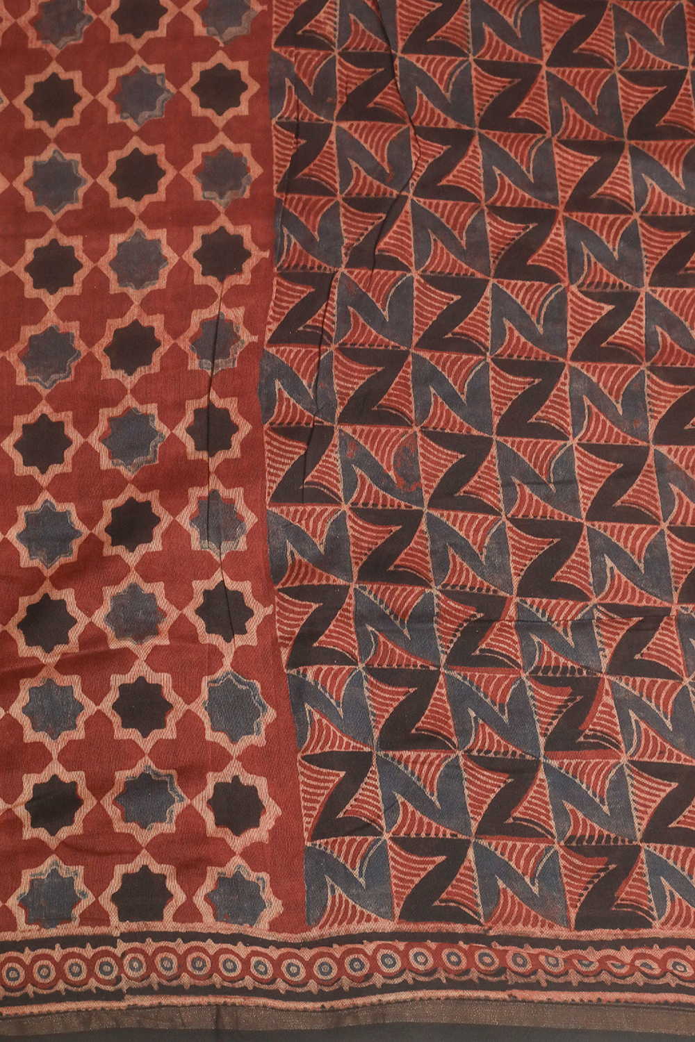 Maroon Ajrak Chanderi Saree - Image 4