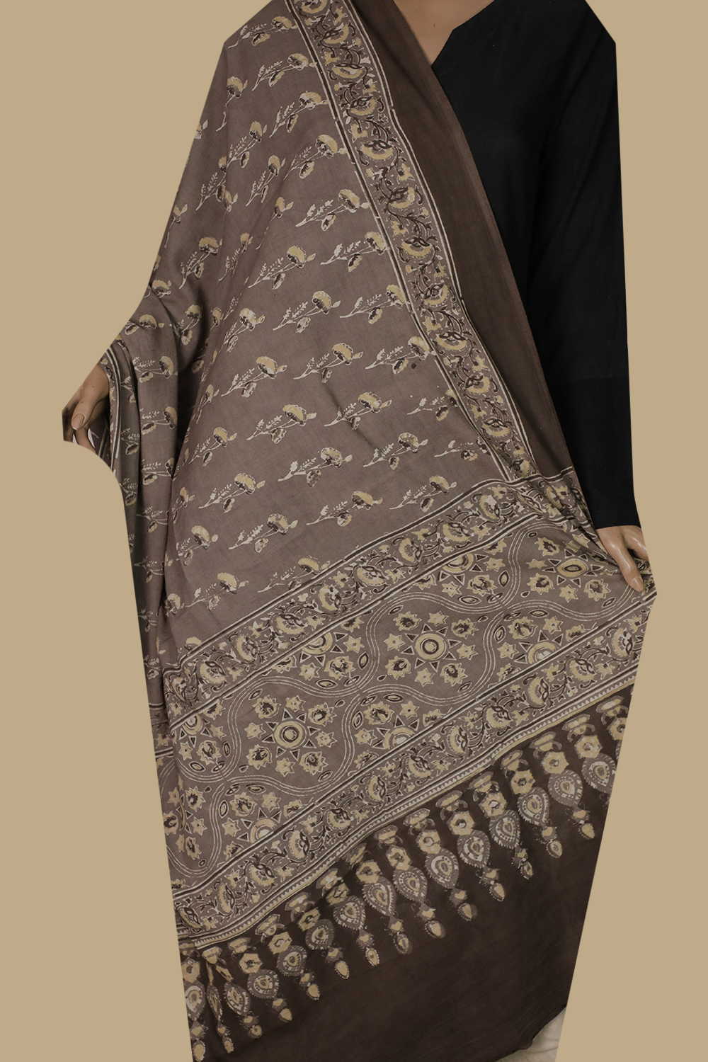 Elephant Grey Ajrak Cotton Dupatta