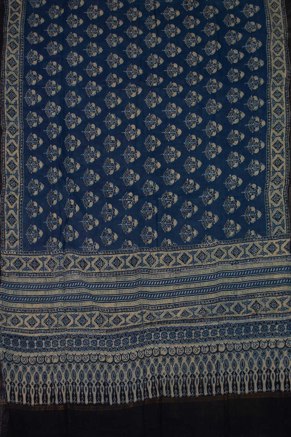 Floral Butta - Indigo Ajrak Cotton Dupatta - Image 3