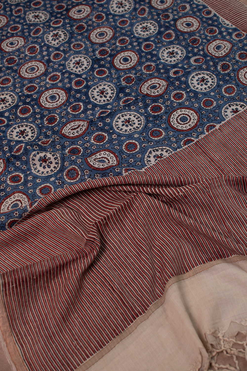 Circle Patterns - Indigo Ajrak Cotton Dupatta - Image 2