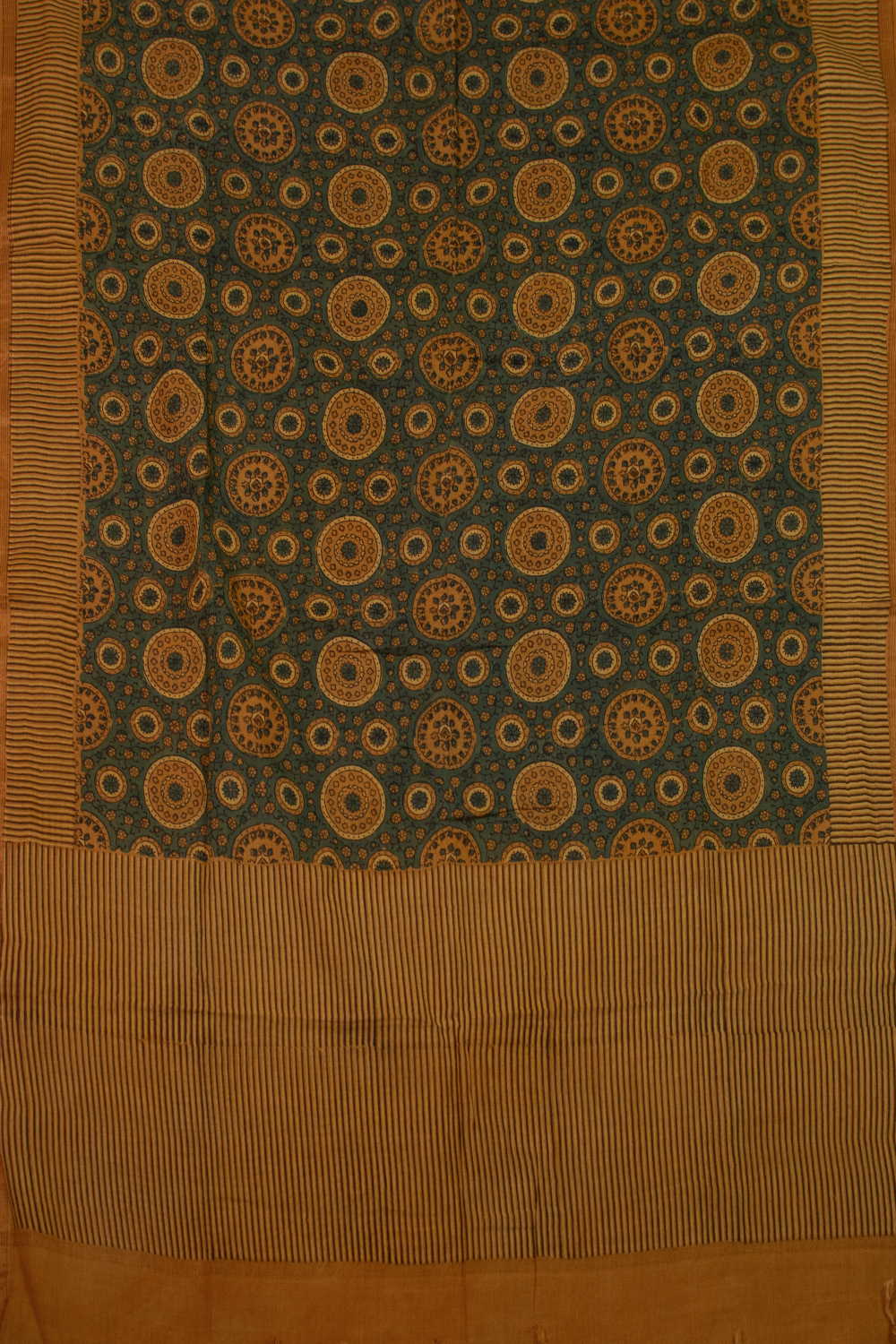Green with Yellow Ajrak Cotton Dupatta - Image 3