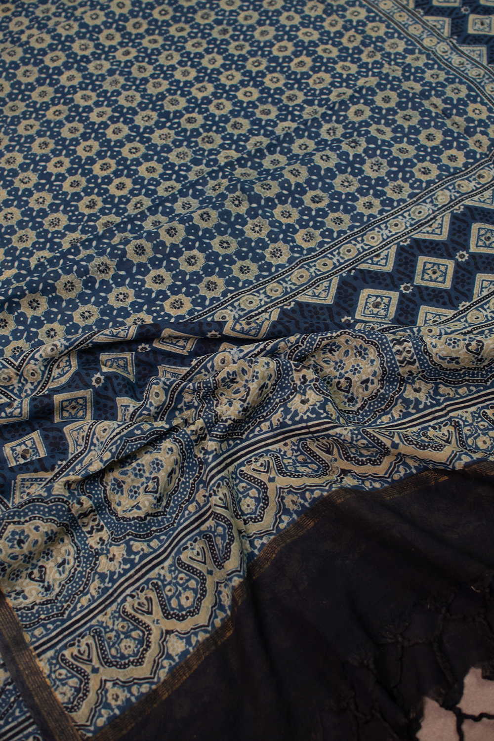 Indigo with Star Pattern Ajrak Cotton Dupatta - Image 2