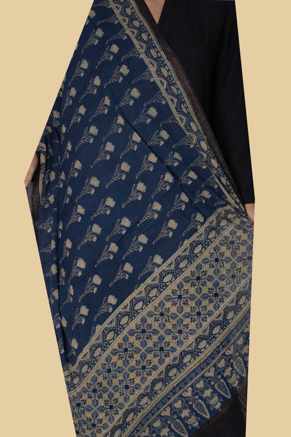 Indigo Ajrak Cotton Dupatta