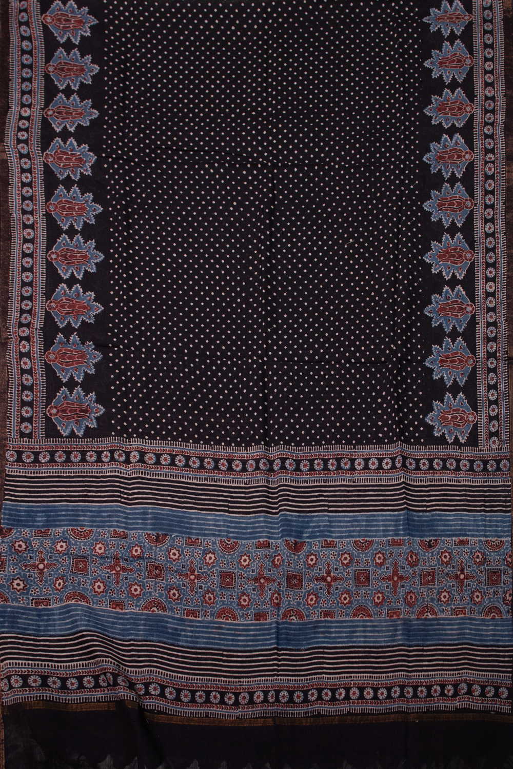 Black with Dotted Ajrak Cotton Dupatta - Image 3
