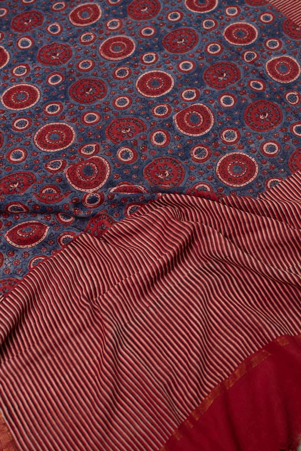 Indigo with Maroon Ajrak Cotton Dupatta - Image 2