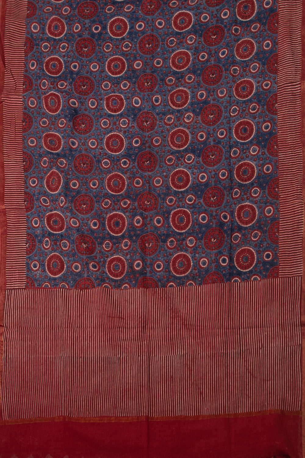 Indigo with Maroon Ajrak Cotton Dupatta - Image 3