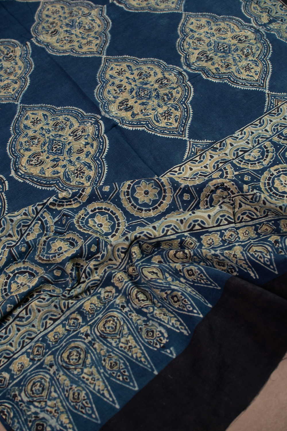 Buttas on Indigo Ajrak Cotton Dupatta - Image 3
