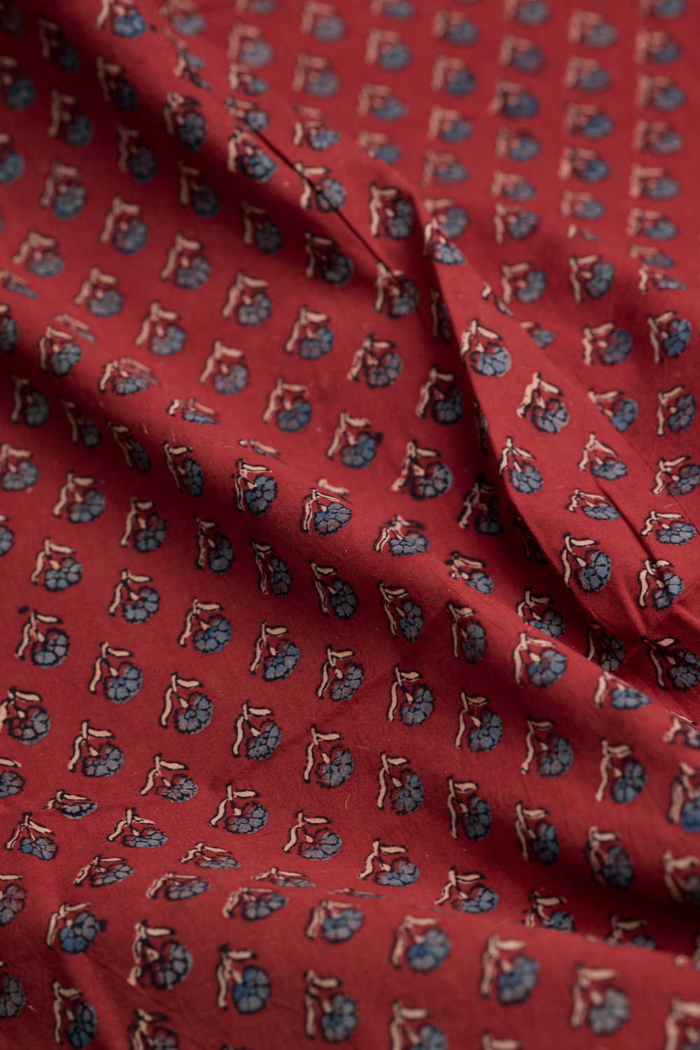 Mini Bloom - Maroon Ajrak Cotton Fabric - Image 3