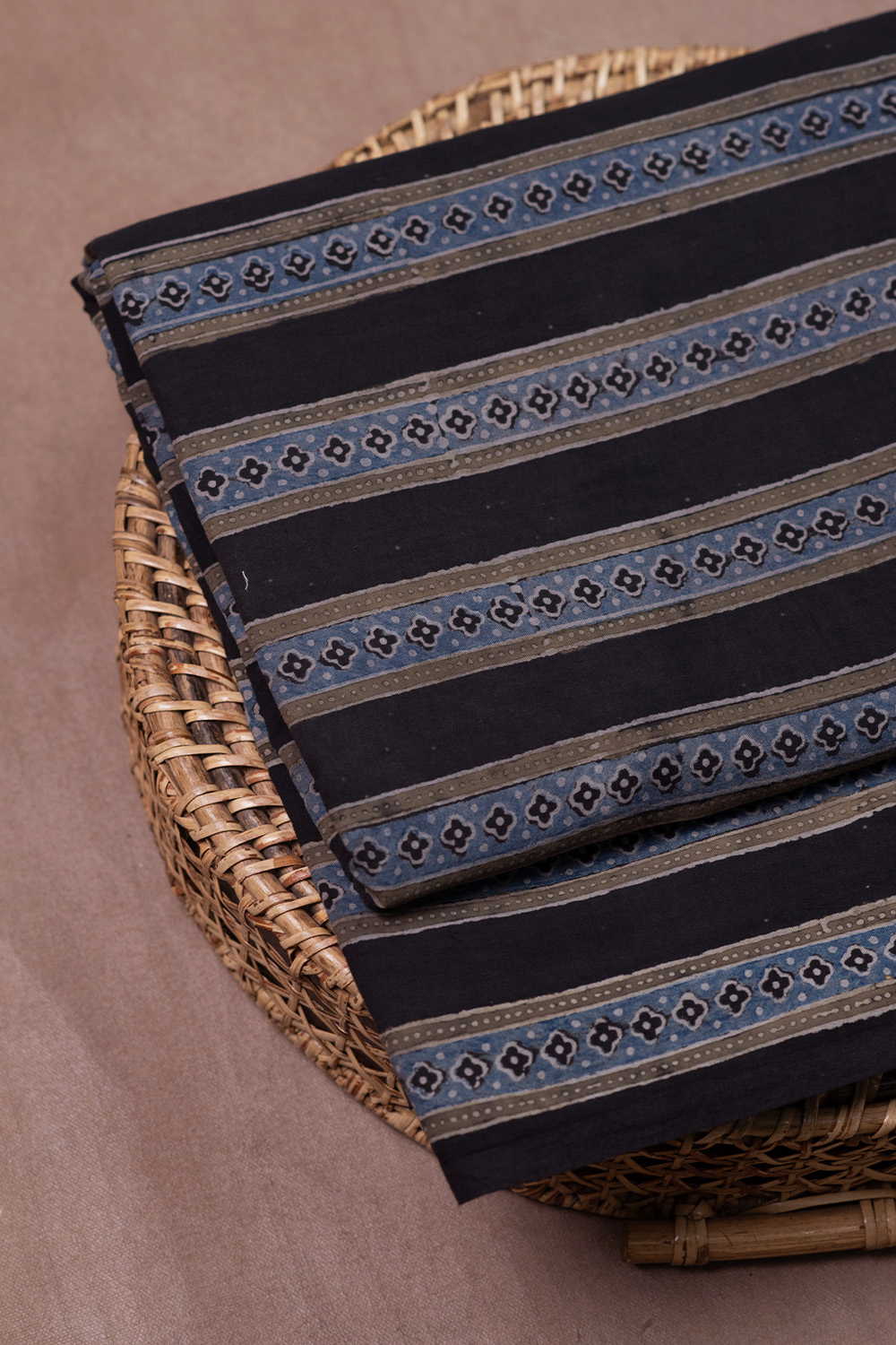 Stripe Pattern Ajrak Cotton Fabric