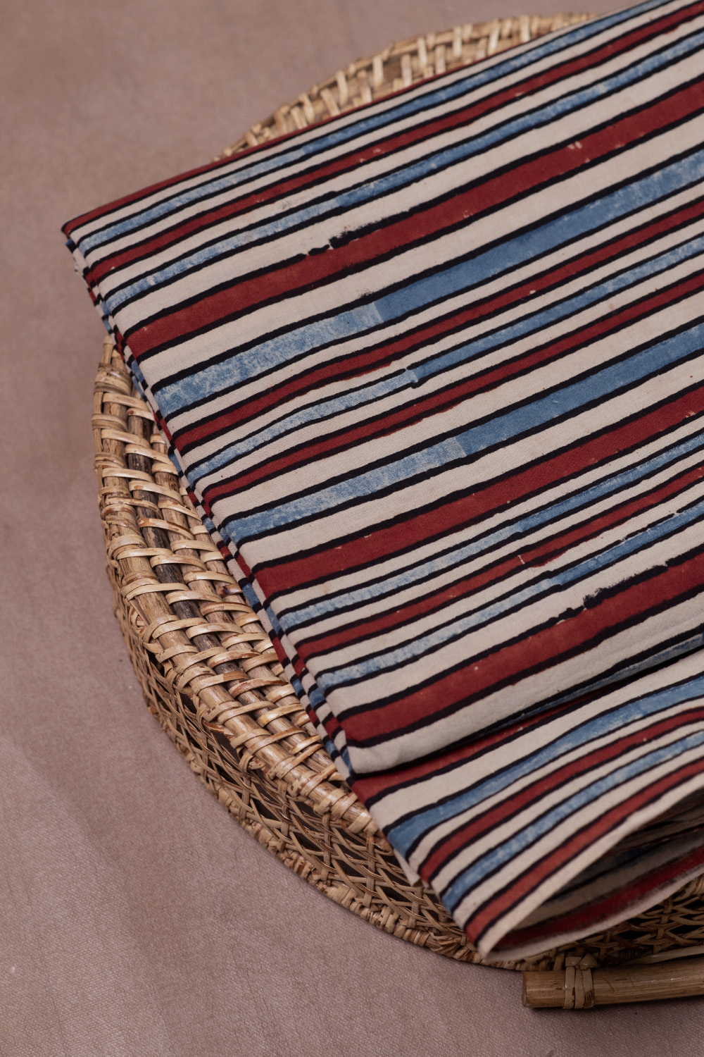 Multi-Color Stripe Ajrak Cotton Fabric - Image 2