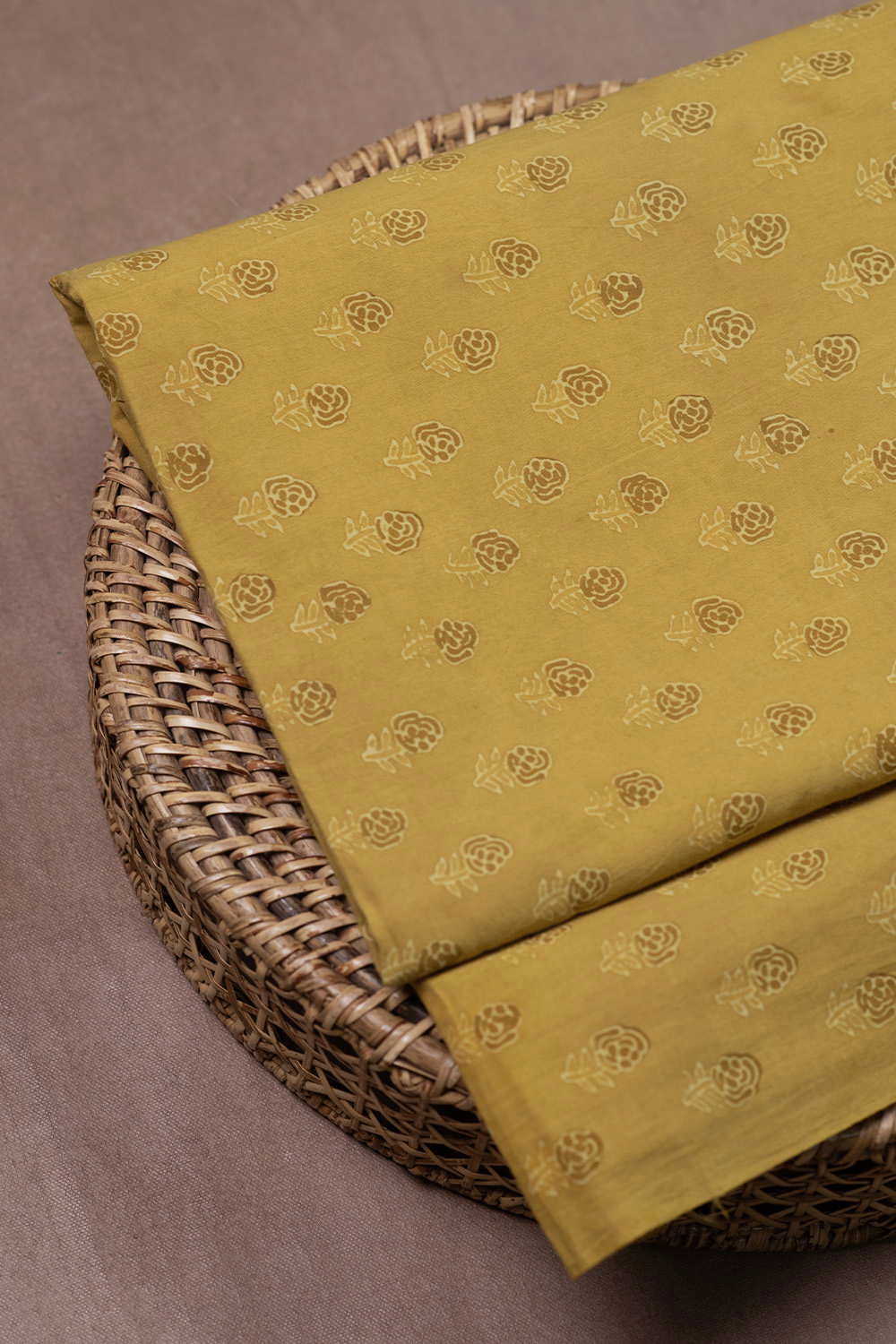 Yellow Ajrak Cotton Fabric