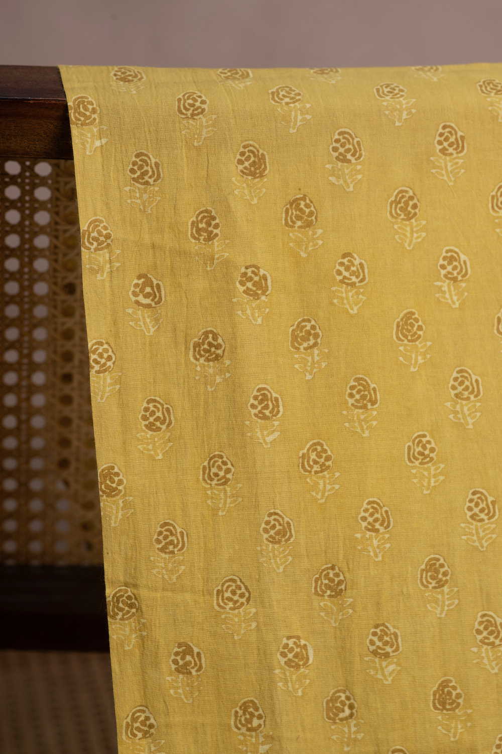 Yellow Ajrak Cotton Fabric - Image 2