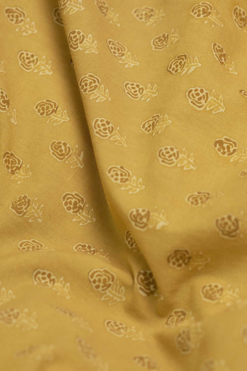 Yellow Ajrak Cotton Fabric - Image 3