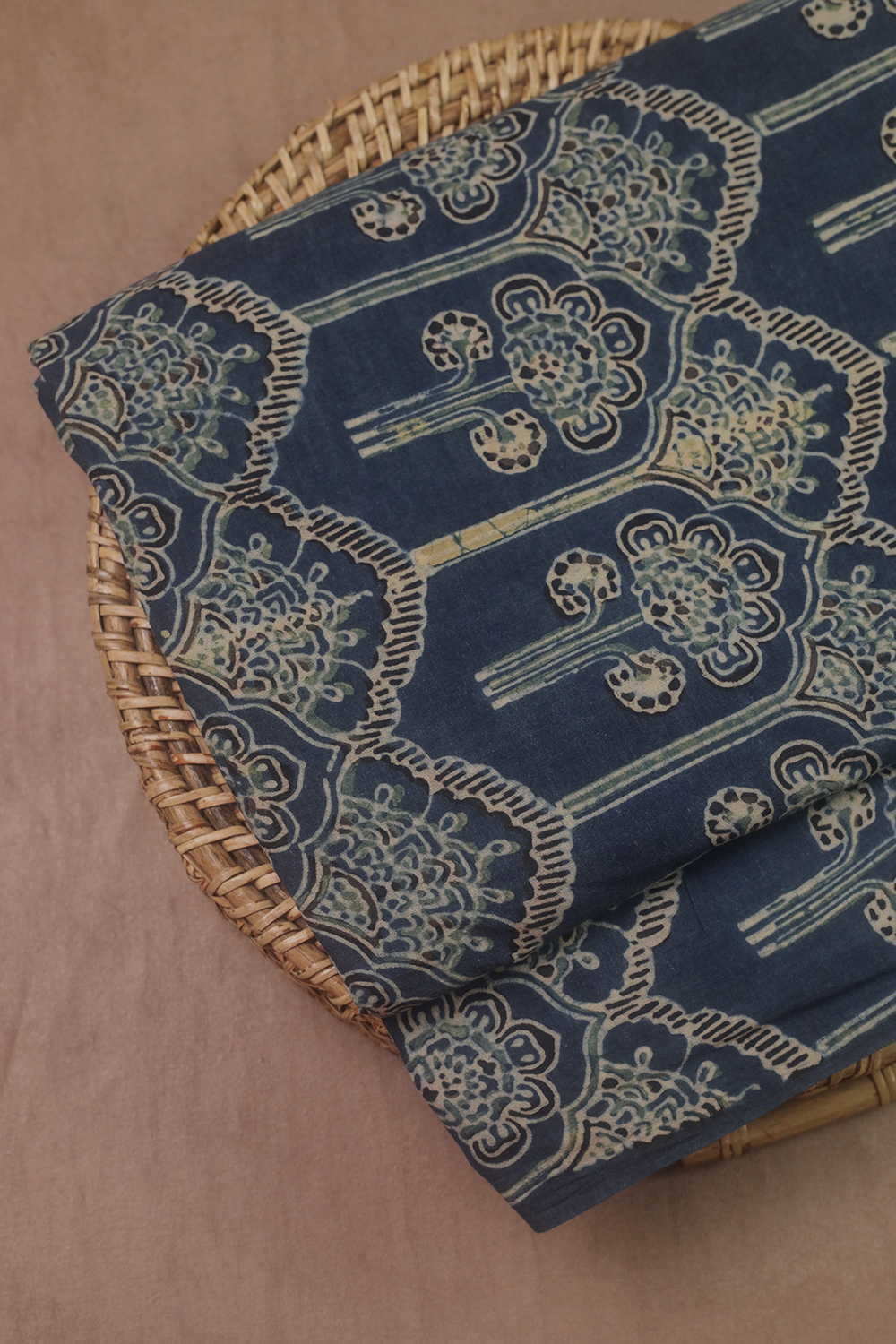 Dark Indigo Ajrak Cotton Fabric - Image 2