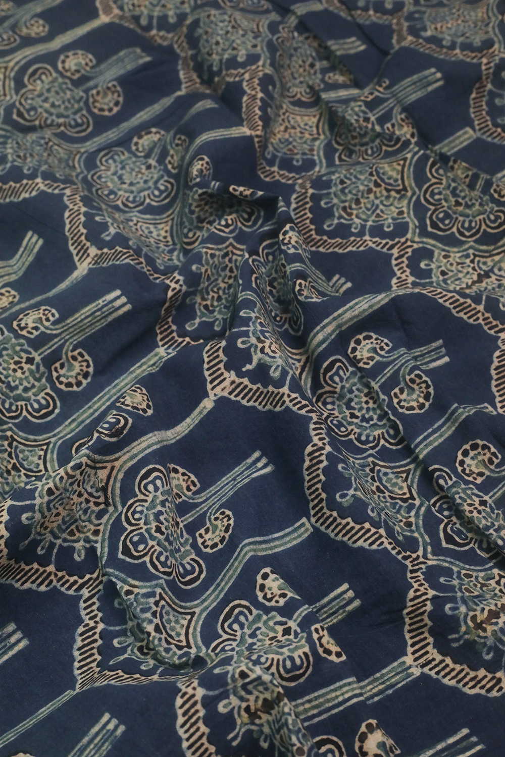 Dark Indigo Ajrak Cotton Fabric - Image 3