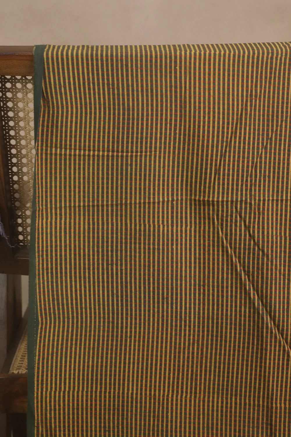 Green Checks Ajrak Cotton Fabric - Image 3