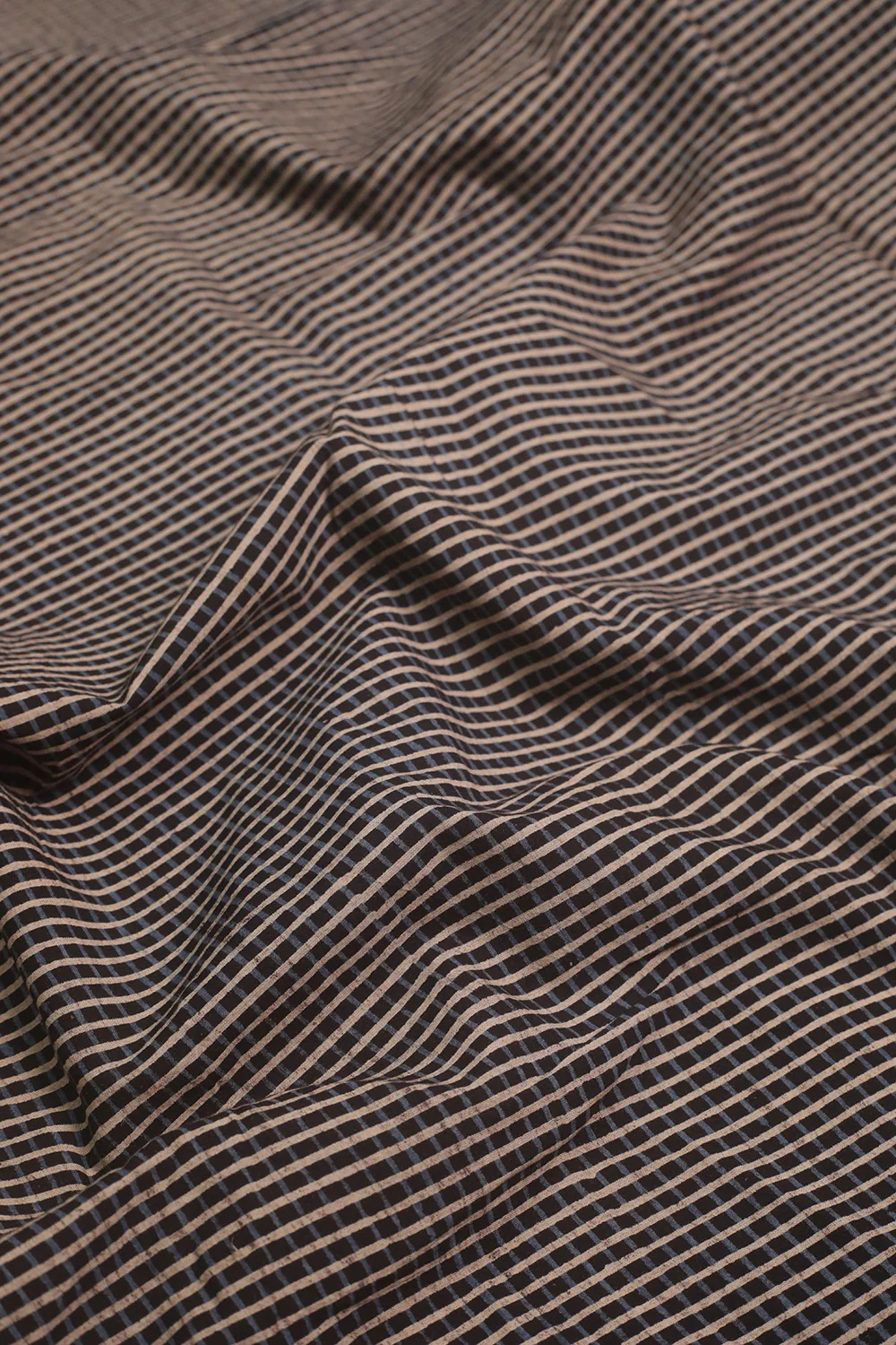 Creamy Checks - Black Ajrak Cotton Fabric - Image 2