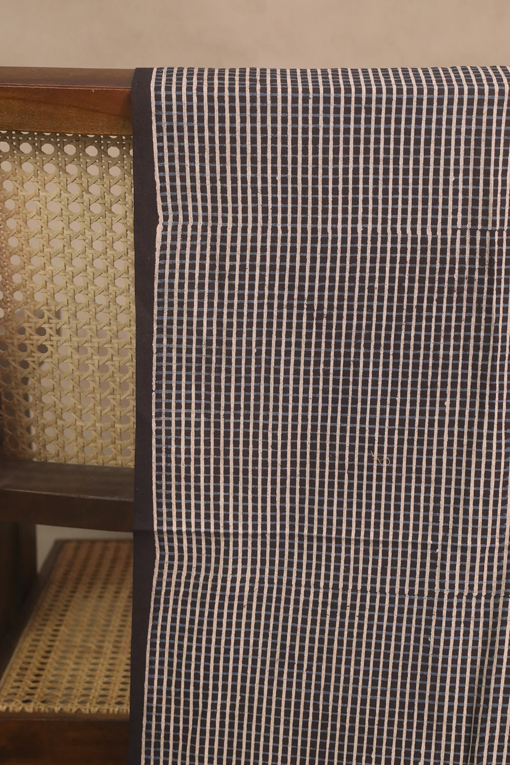 Creamy Checks - Black Ajrak Cotton Fabric - Image 3
