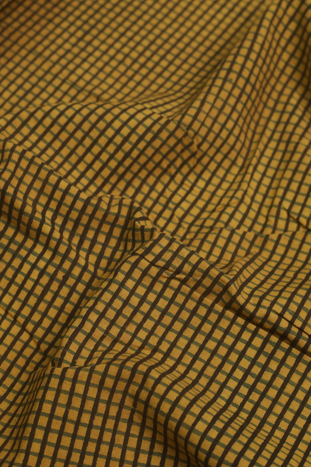 Yellow - Checks Ajrak Cotton Fabric - Image 2