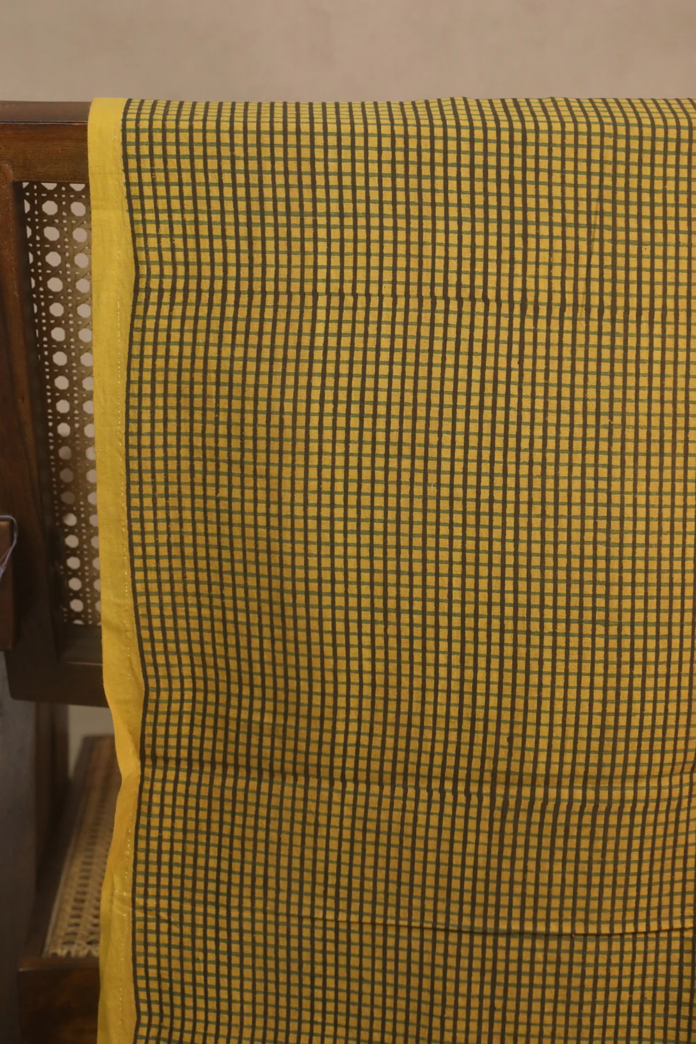 Yellow - Checks Ajrak Cotton Fabric - Image 3