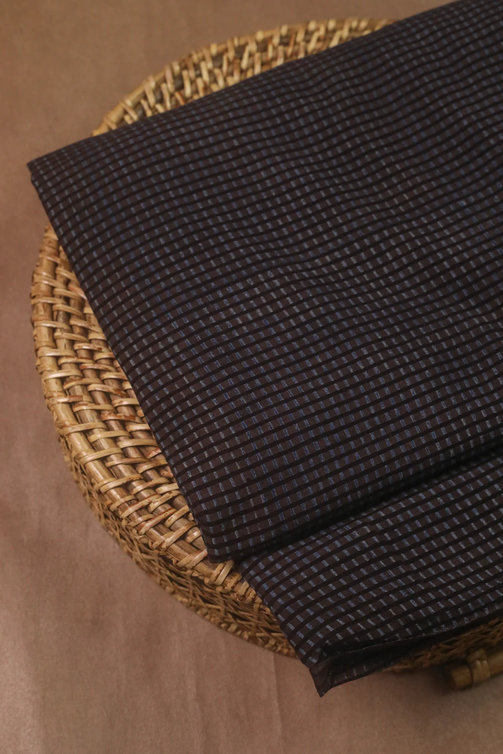 Grey Checks Ajrak Cotton Fabric