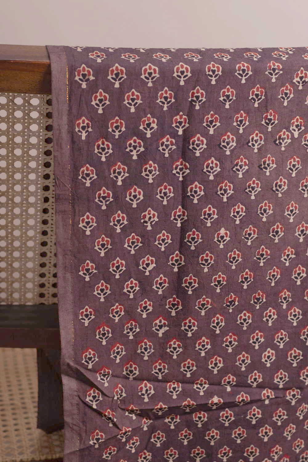 Rust Bloom - Brown Ajrak Cotton Fabric - Image 3