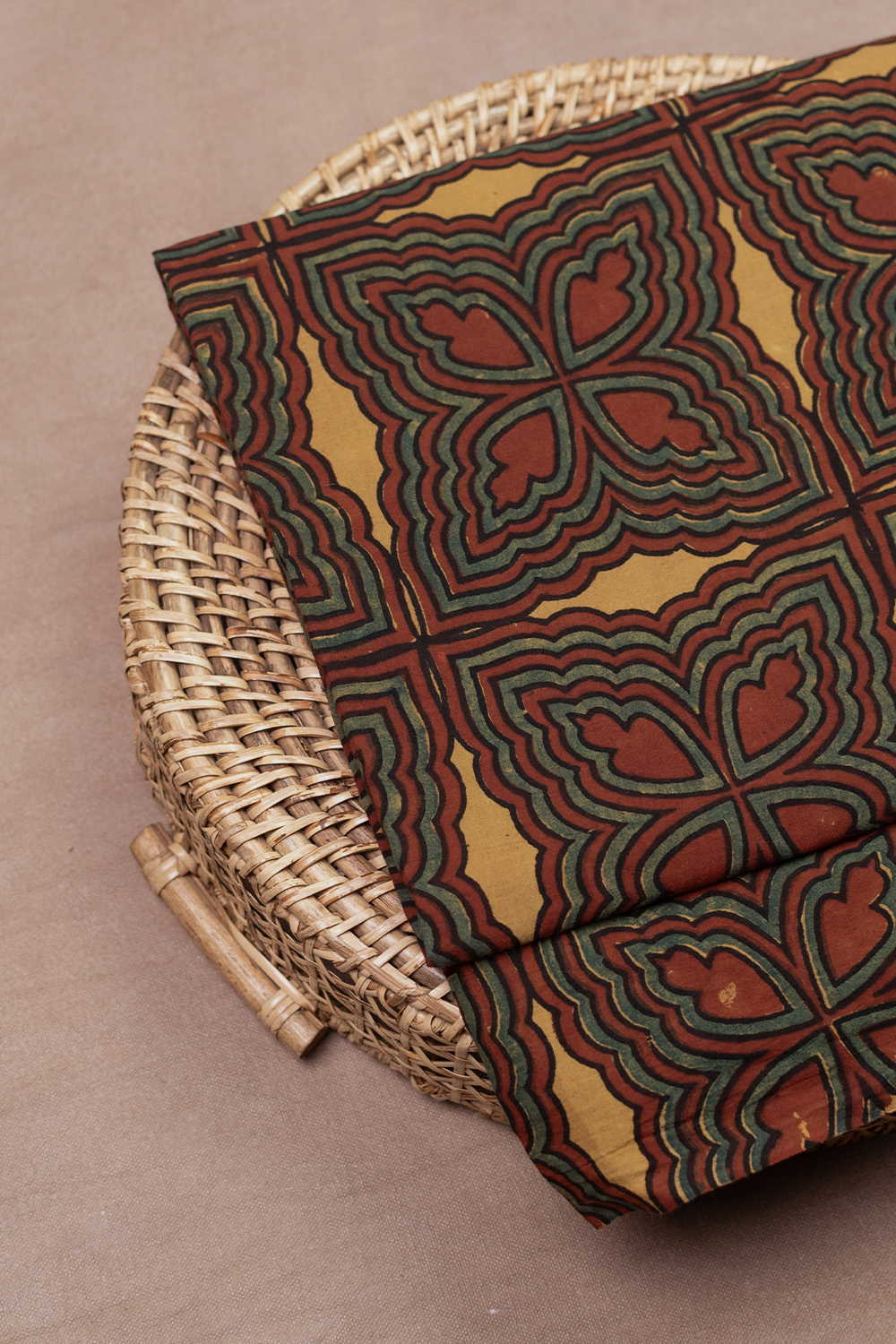 Maroon & Green Pattern Ajrak Cotton Fabric
