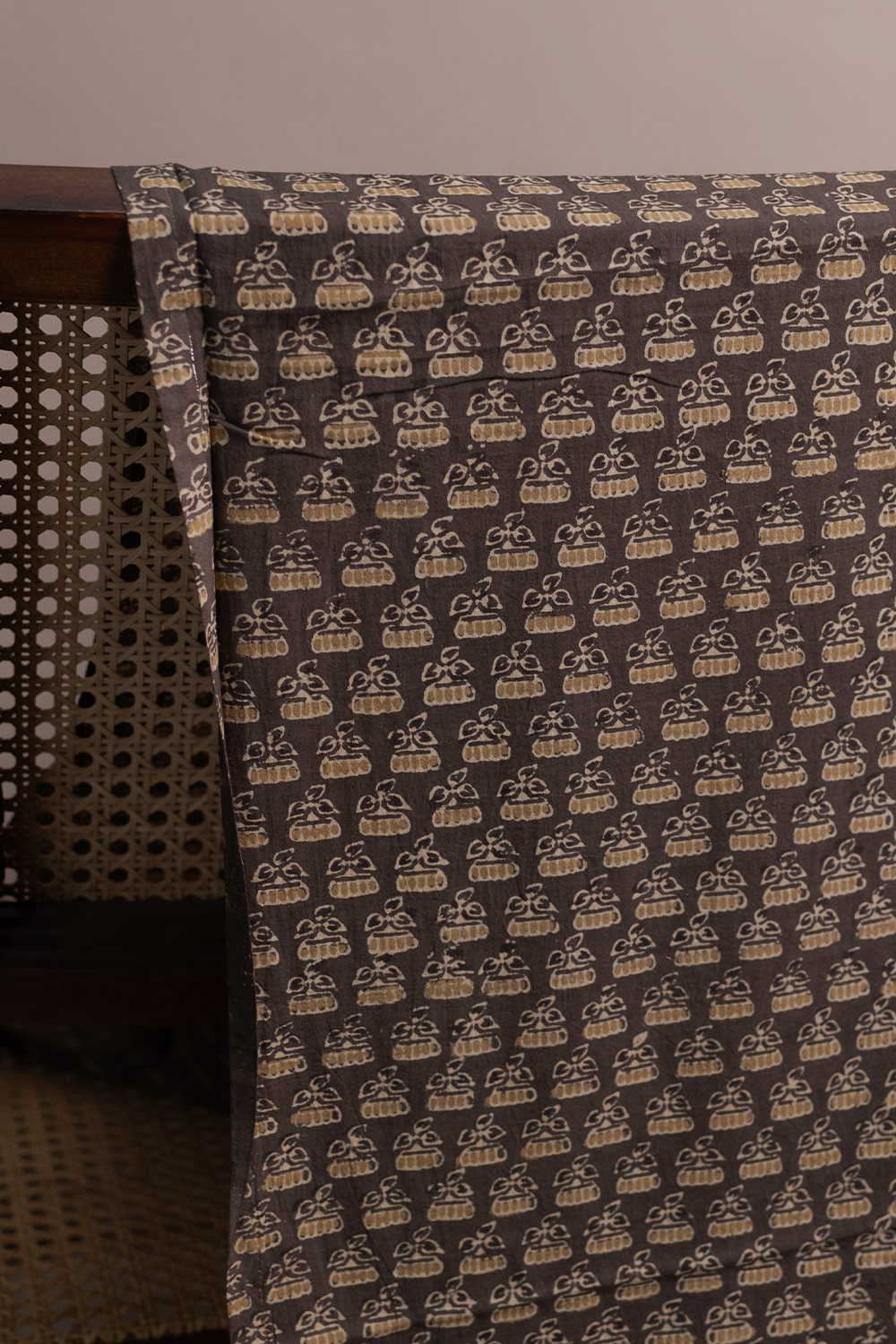 Little Yellow Motifs Ajrak Cotton Fabric - Image 3