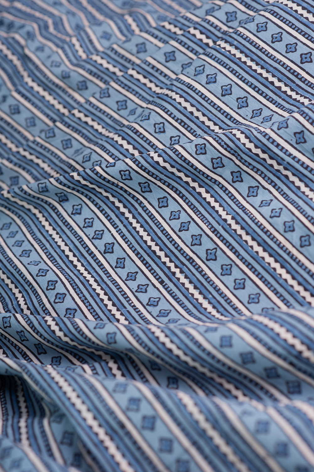 Stripe - Blue Ajrak Cotton Fabric - Image 3