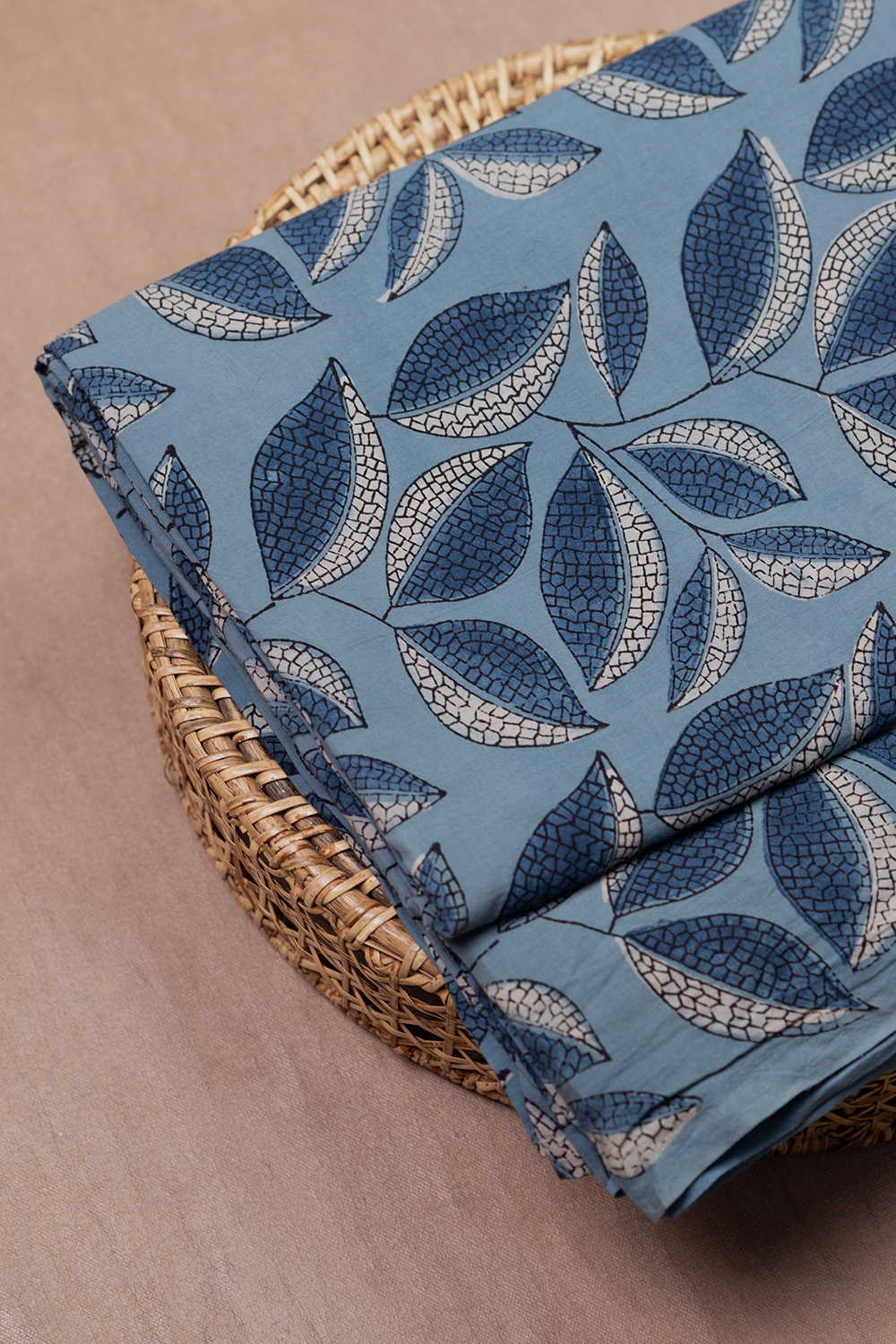 Leafy Floral Ajrak Cotton Fabric