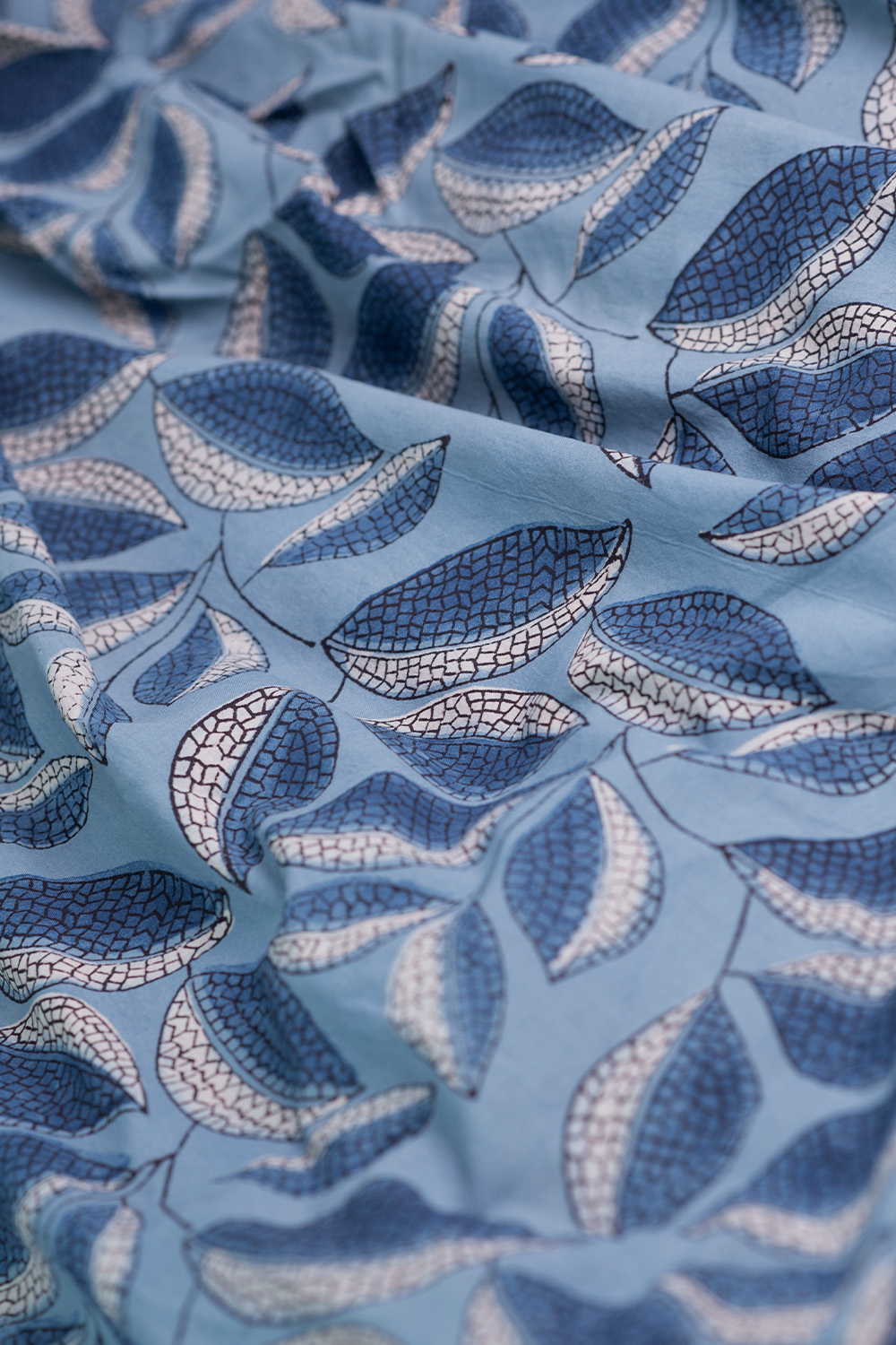 Leafy Floral Ajrak Cotton Fabric - Image 3