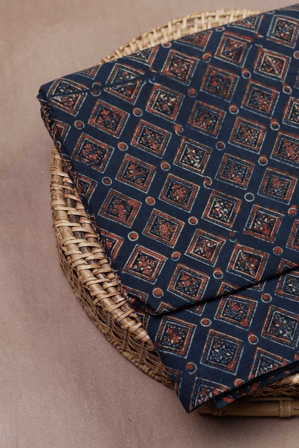 Faded Indigo Ajrak Cotton Fabric - Image 3