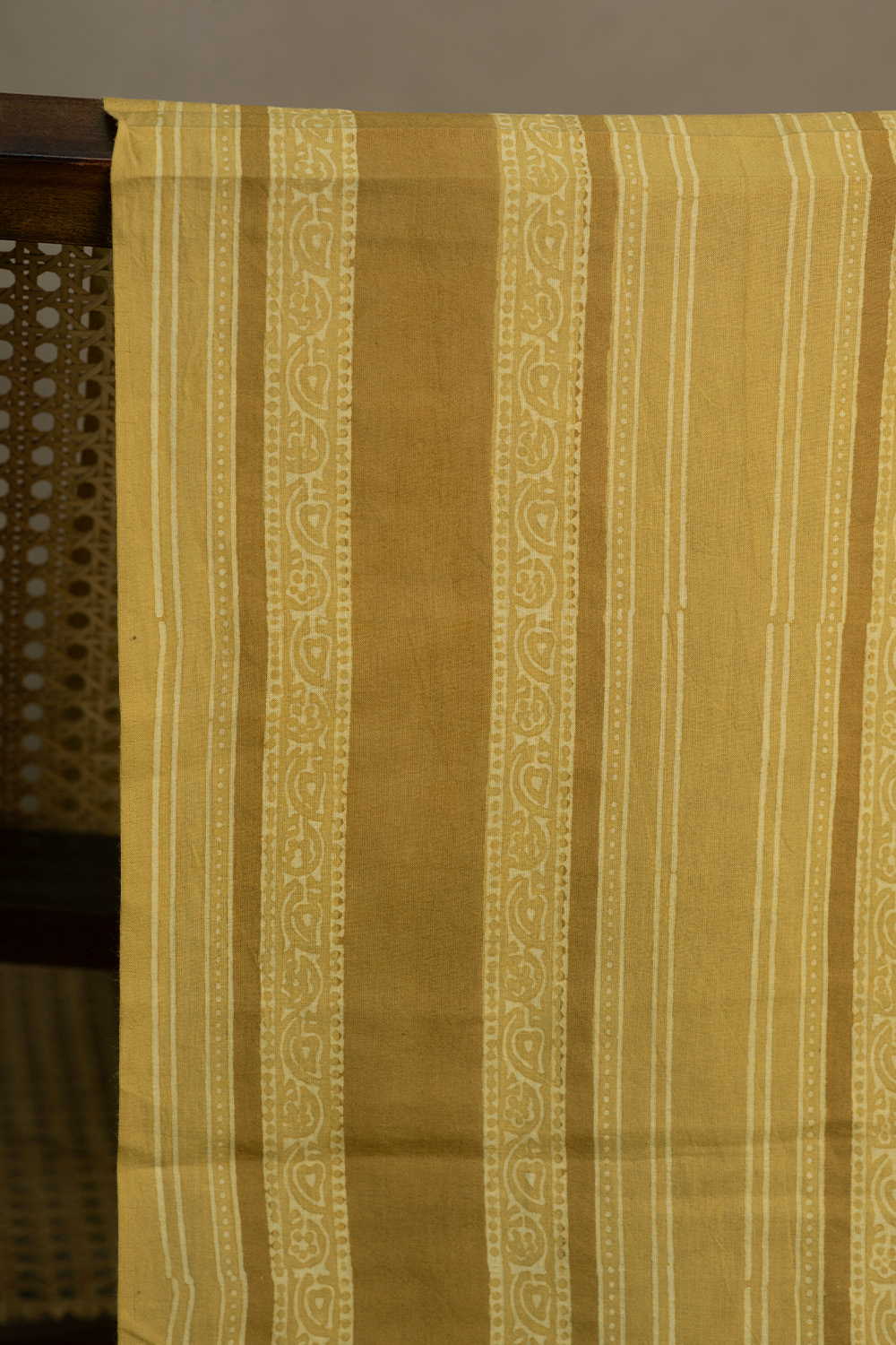Stripes on Yellow Ajrak Cotton Fabric