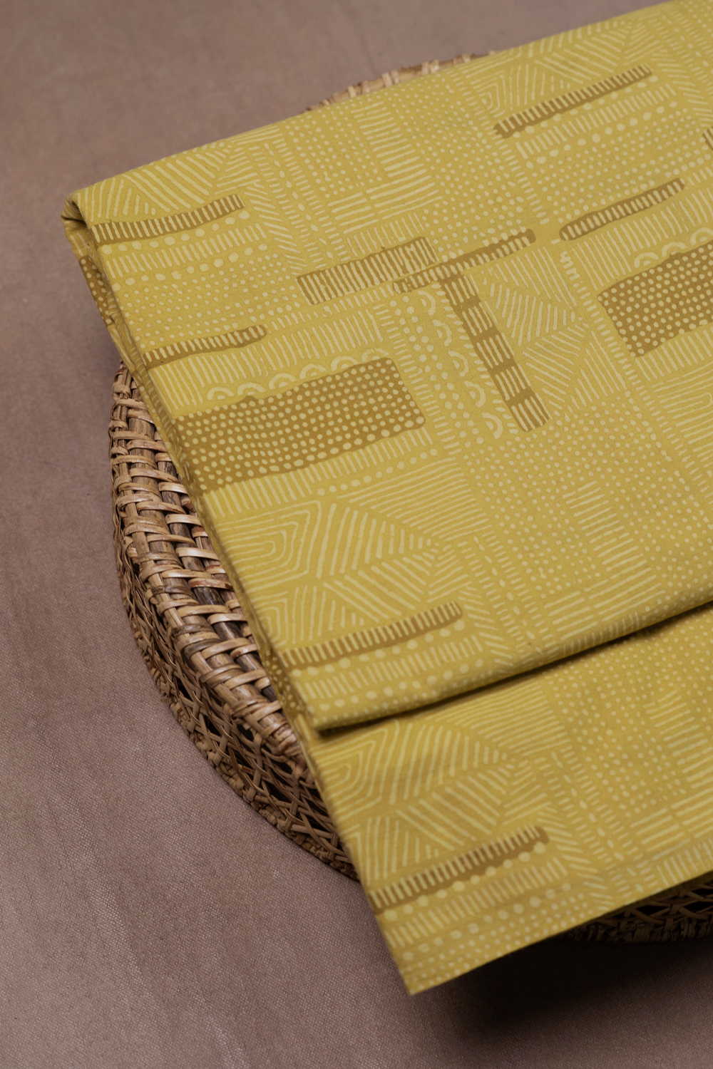 Yellow Ajrak Cotton Fabric