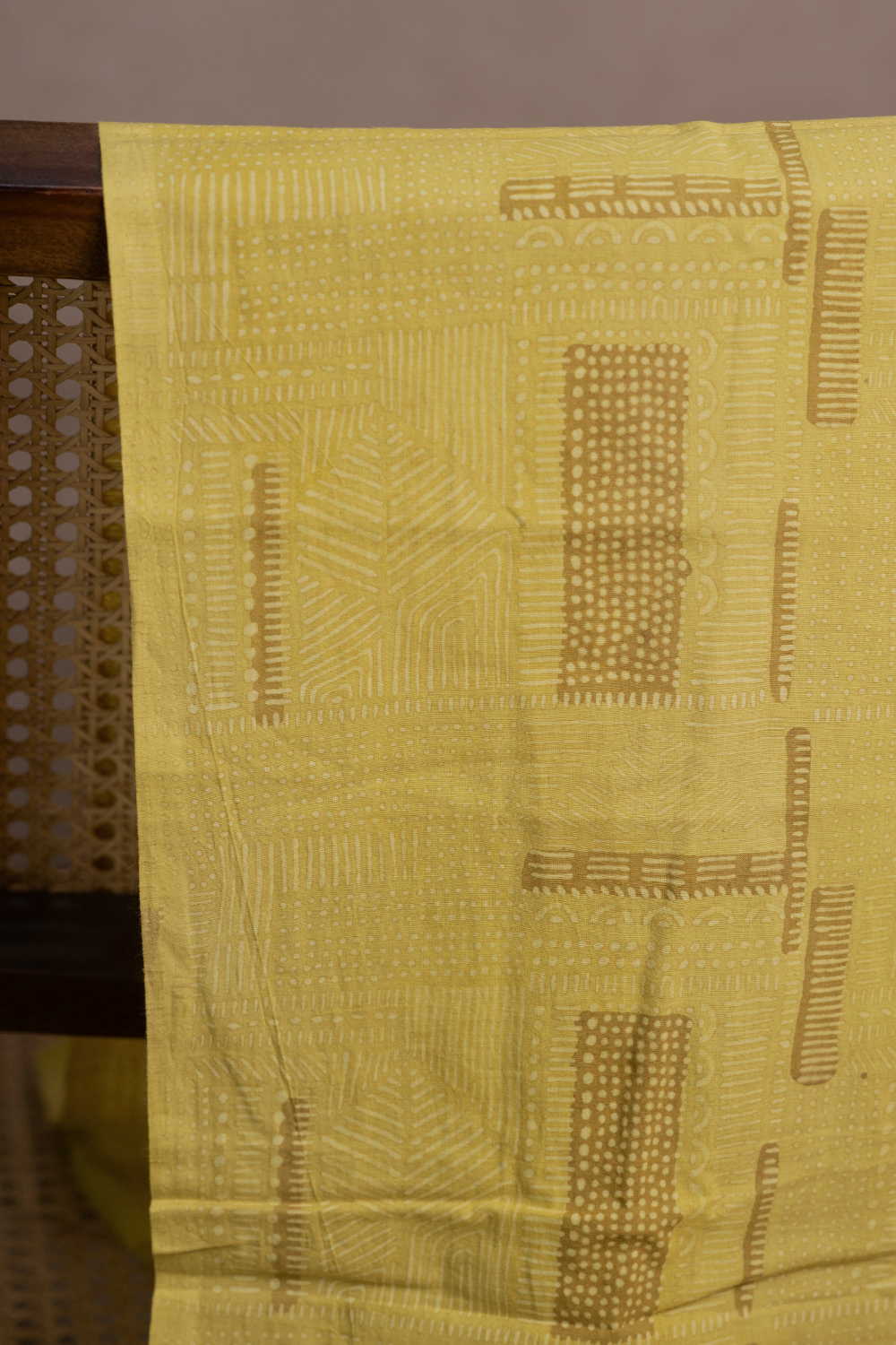 Yellow Ajrak Cotton Fabric - Image 3