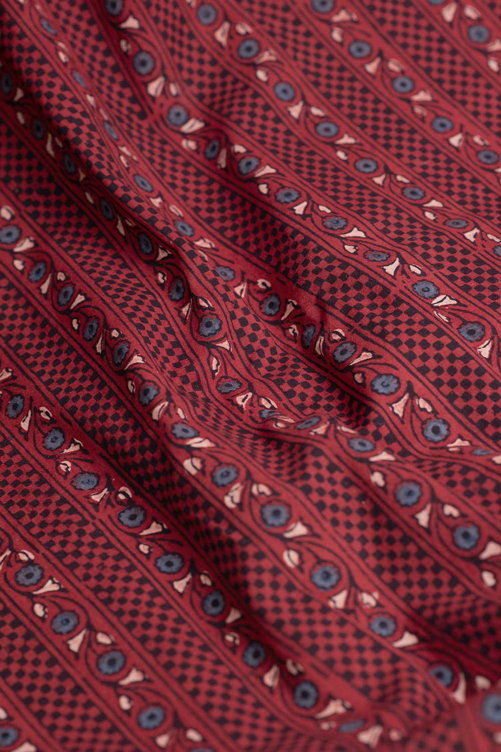Stripe Pattern - Maroon Ajrak Cotton Fabric - Image 3