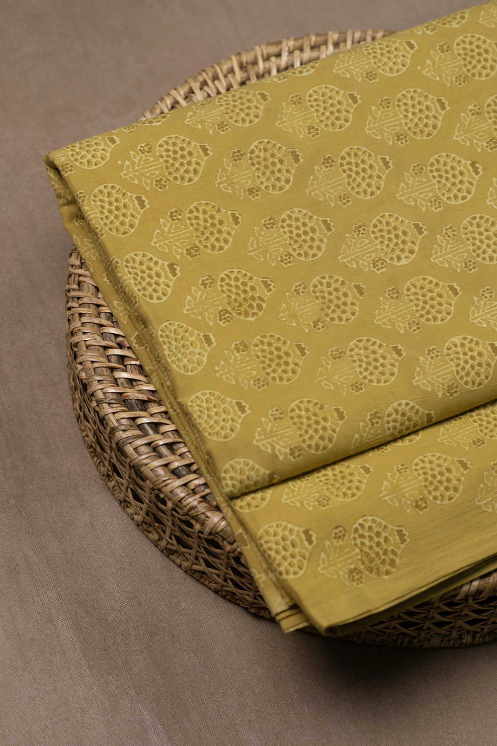 Motifs on Yellow Ajrak Cotton Fabri