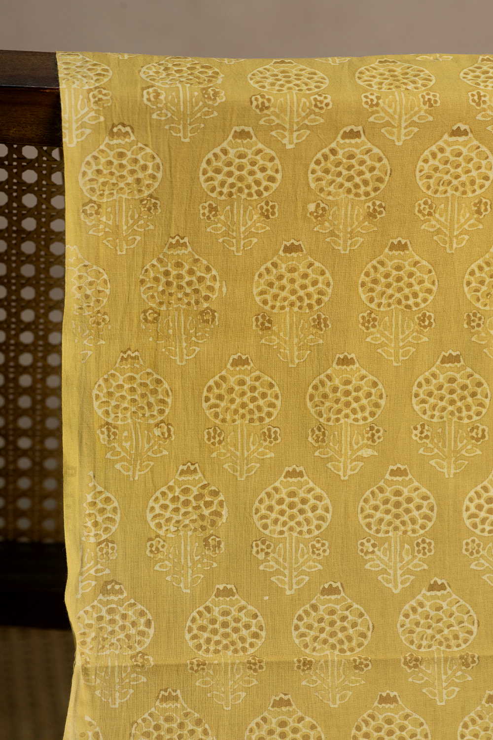 Motifs on Yellow Ajrak Cotton Fabri - Image 2