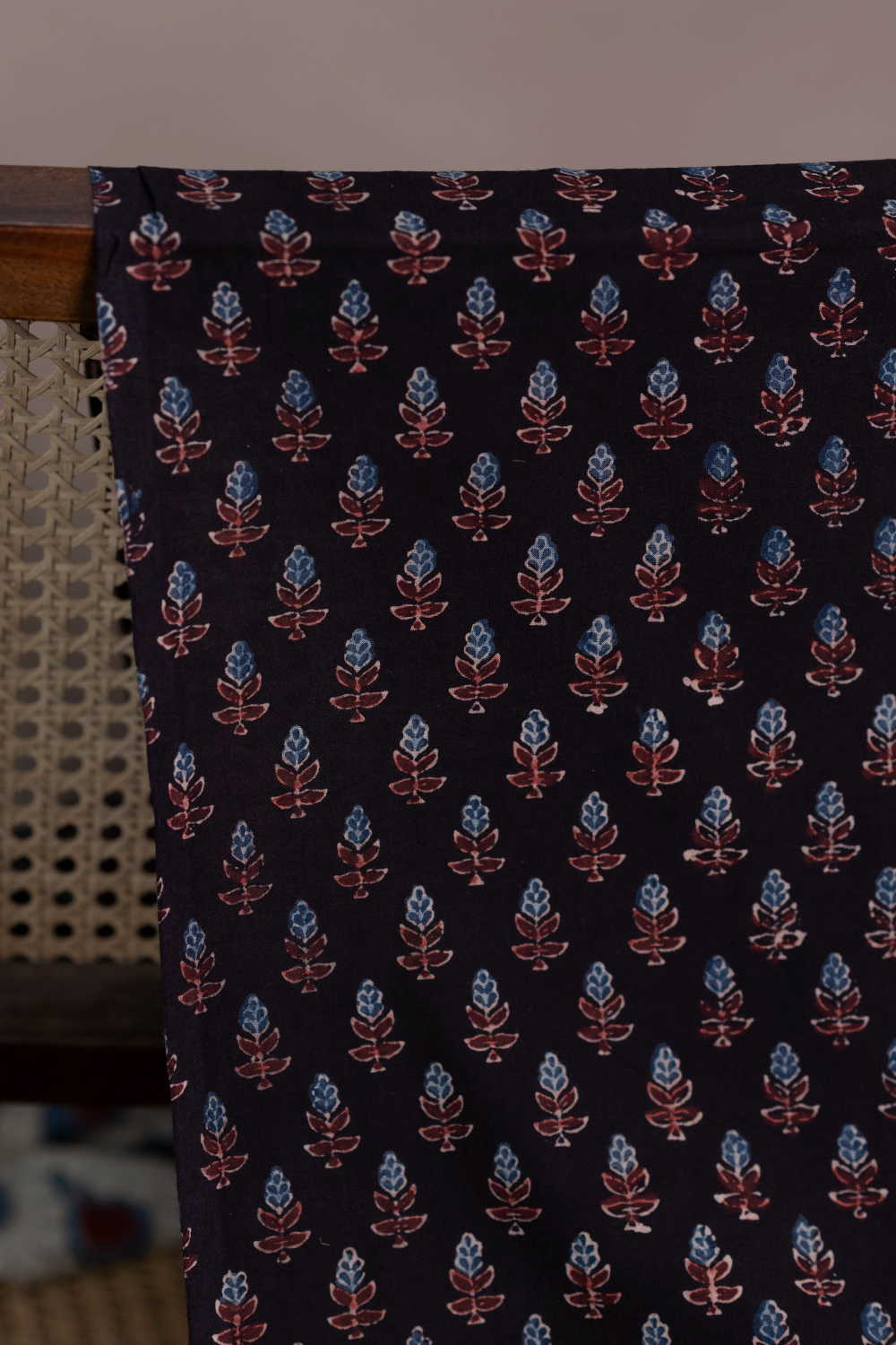 Indigo Motifs - Black Ajrak Cotton Fabric - Image 2