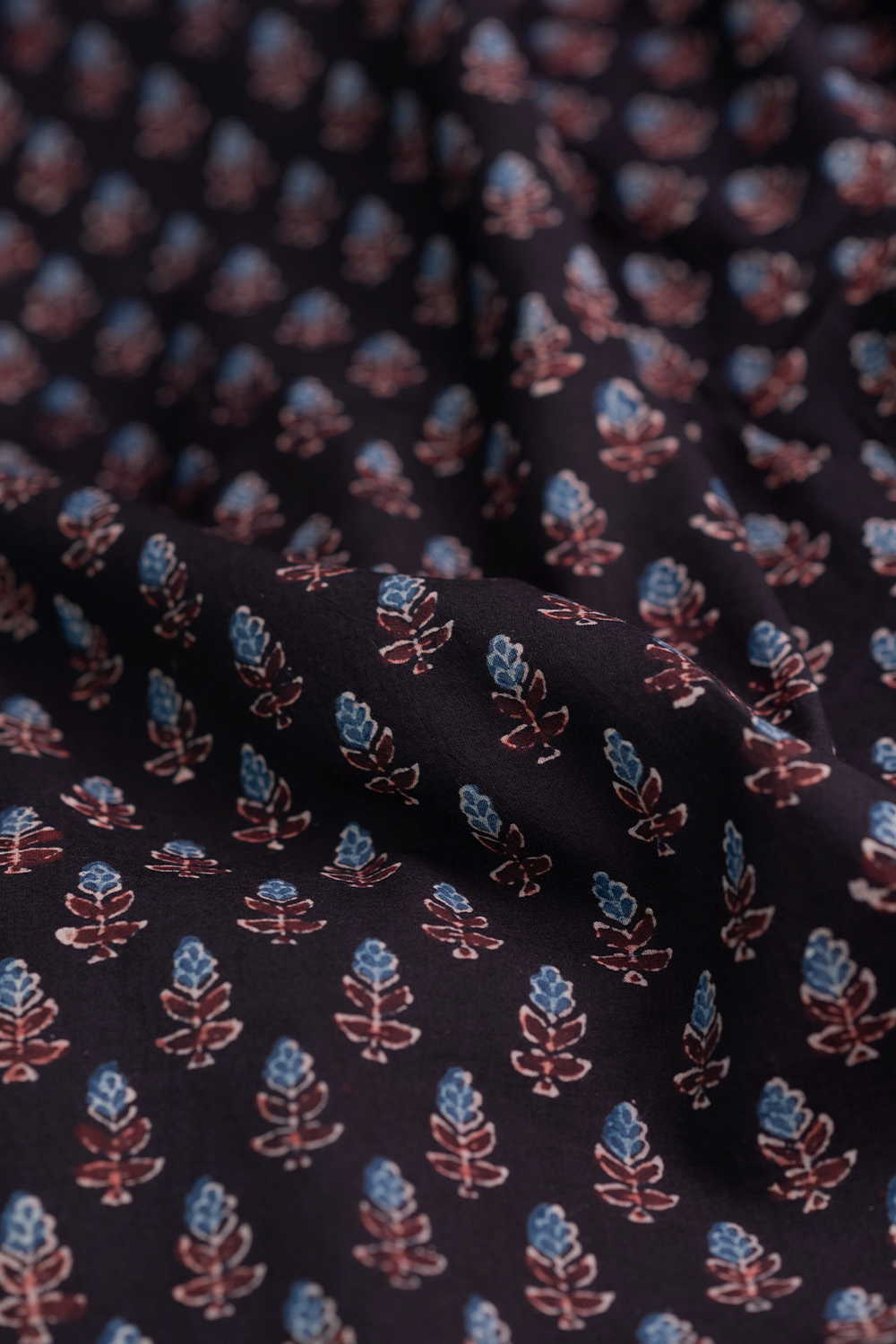 Indigo Motifs - Black Ajrak Cotton Fabric - Image 3