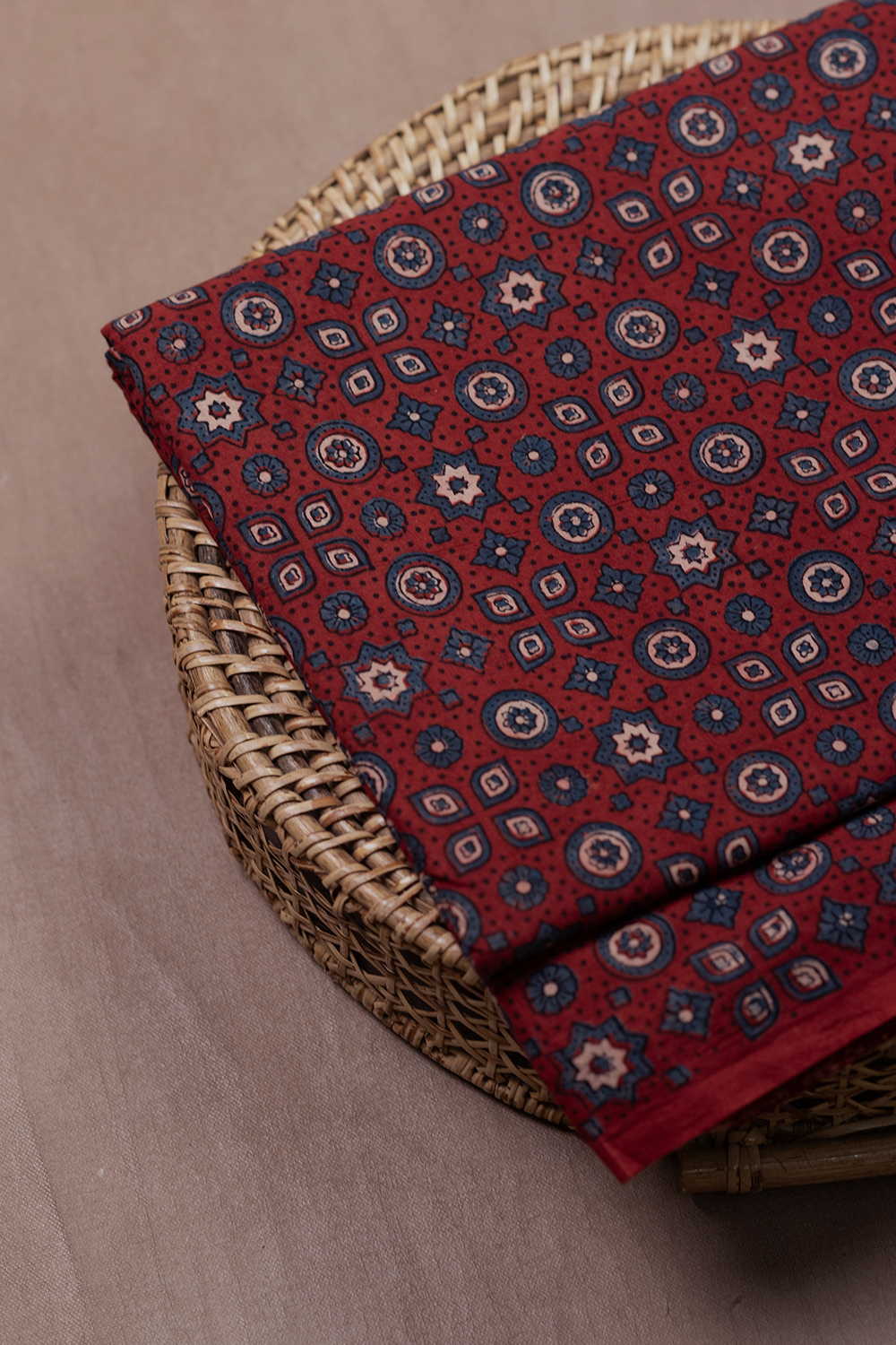 Deep Maroon Ajrak Cotton Fabric