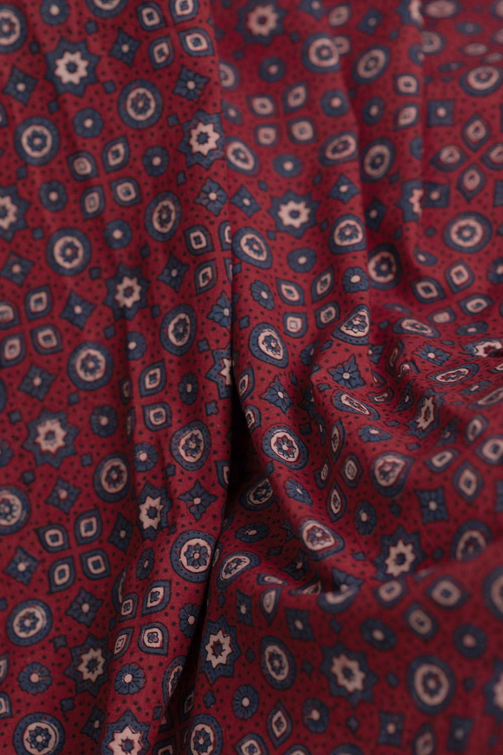 Deep Maroon Ajrak Cotton Fabric - Image 3
