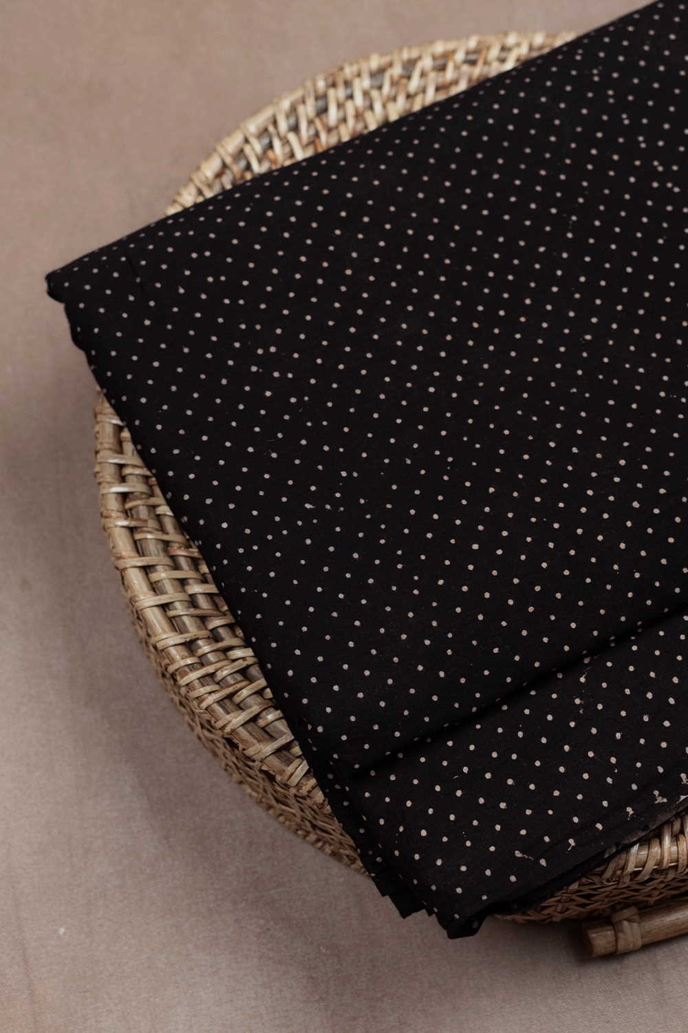Little Dot - Black Ajrak Cotton Fabric - Image 2