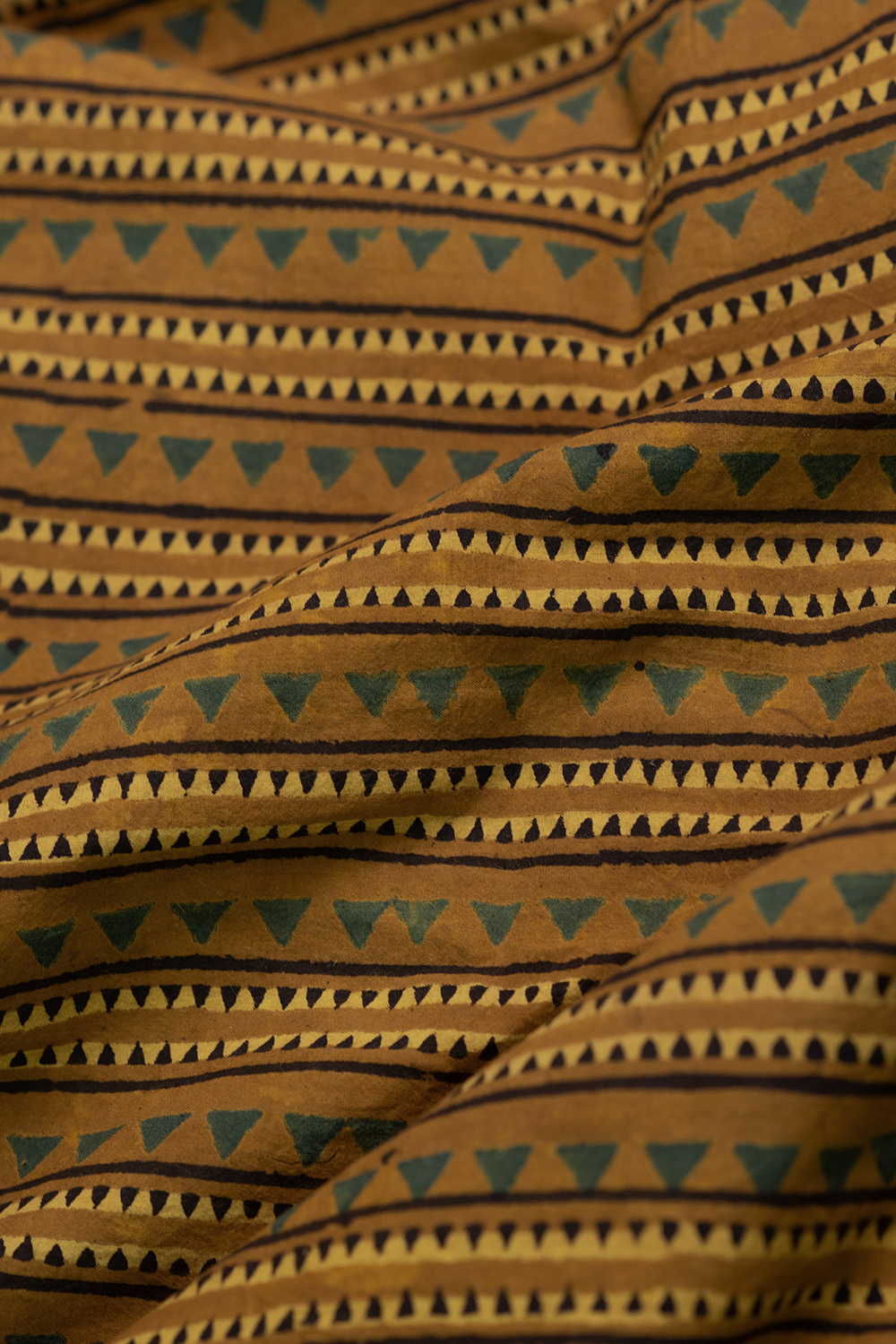 Stripe pattern on Yellow Ajrak Cotton Fabric - Image 3