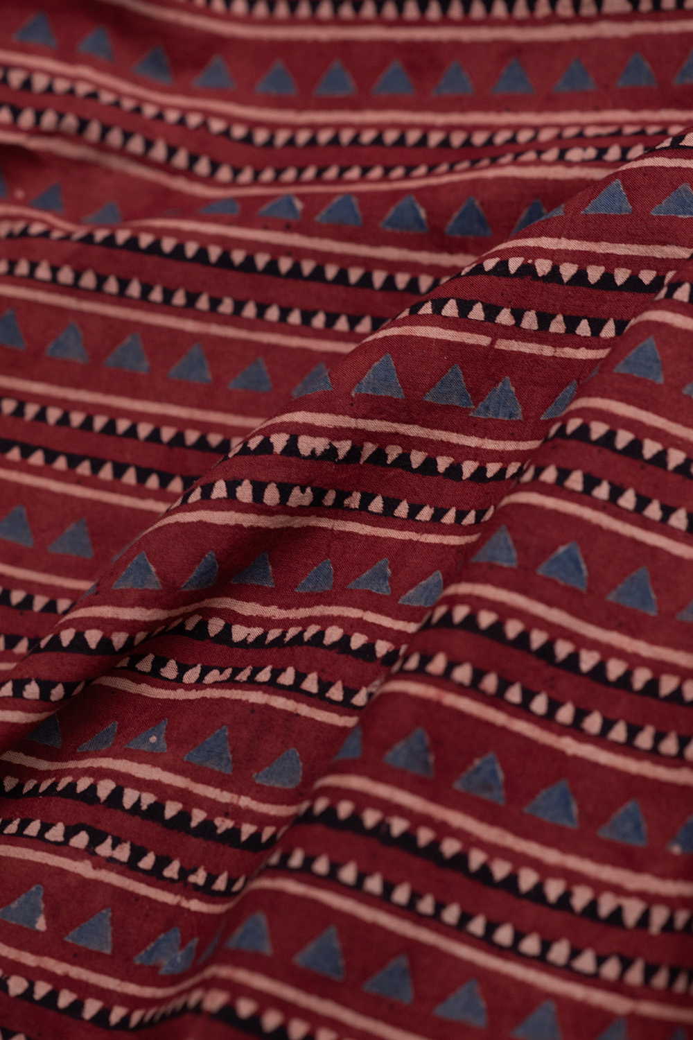 Stripes on Maroon Ajrak Cotton Fabric - Image 3