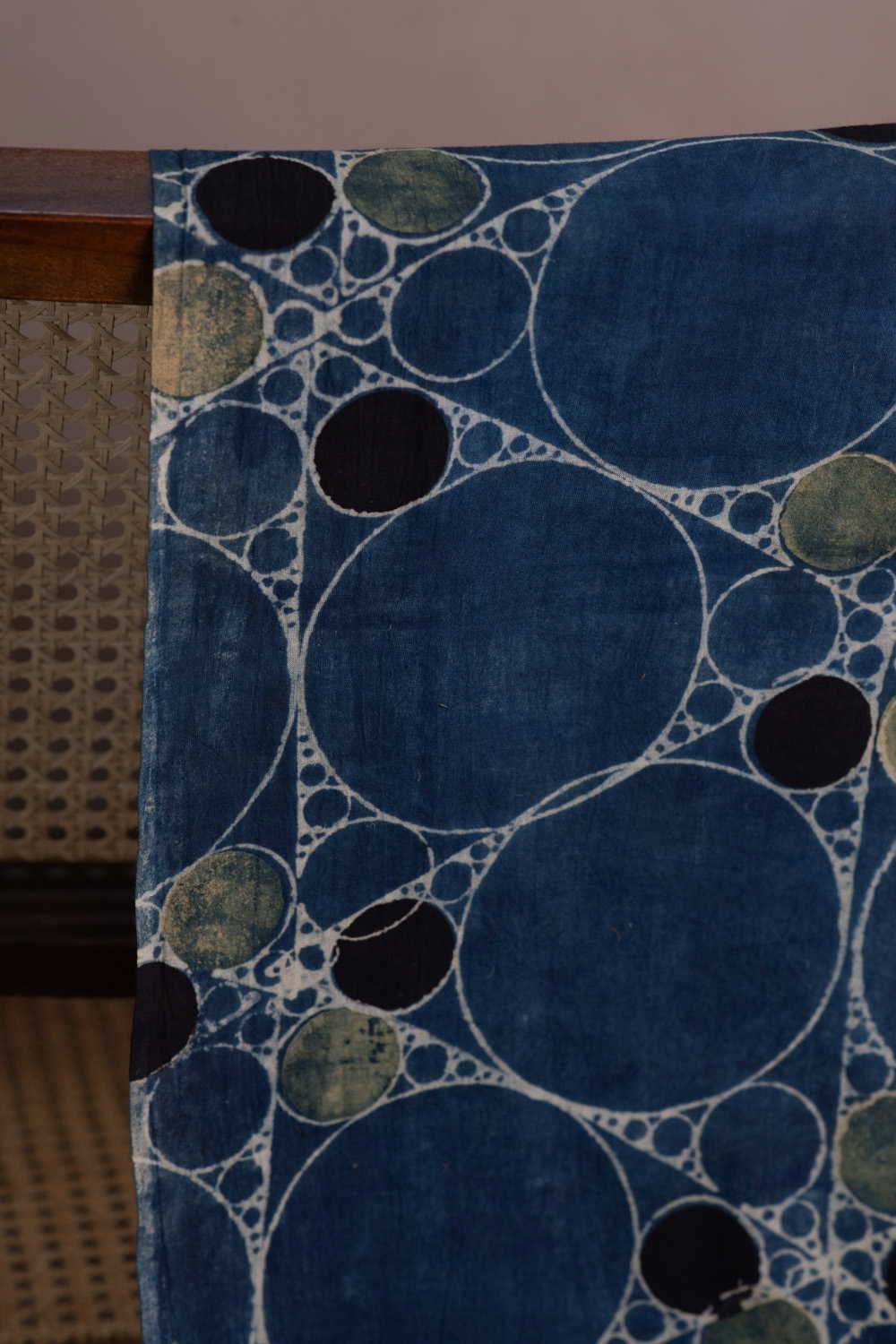 Bubbles on Indigo Ajrak Cotton Fabric - Image 2