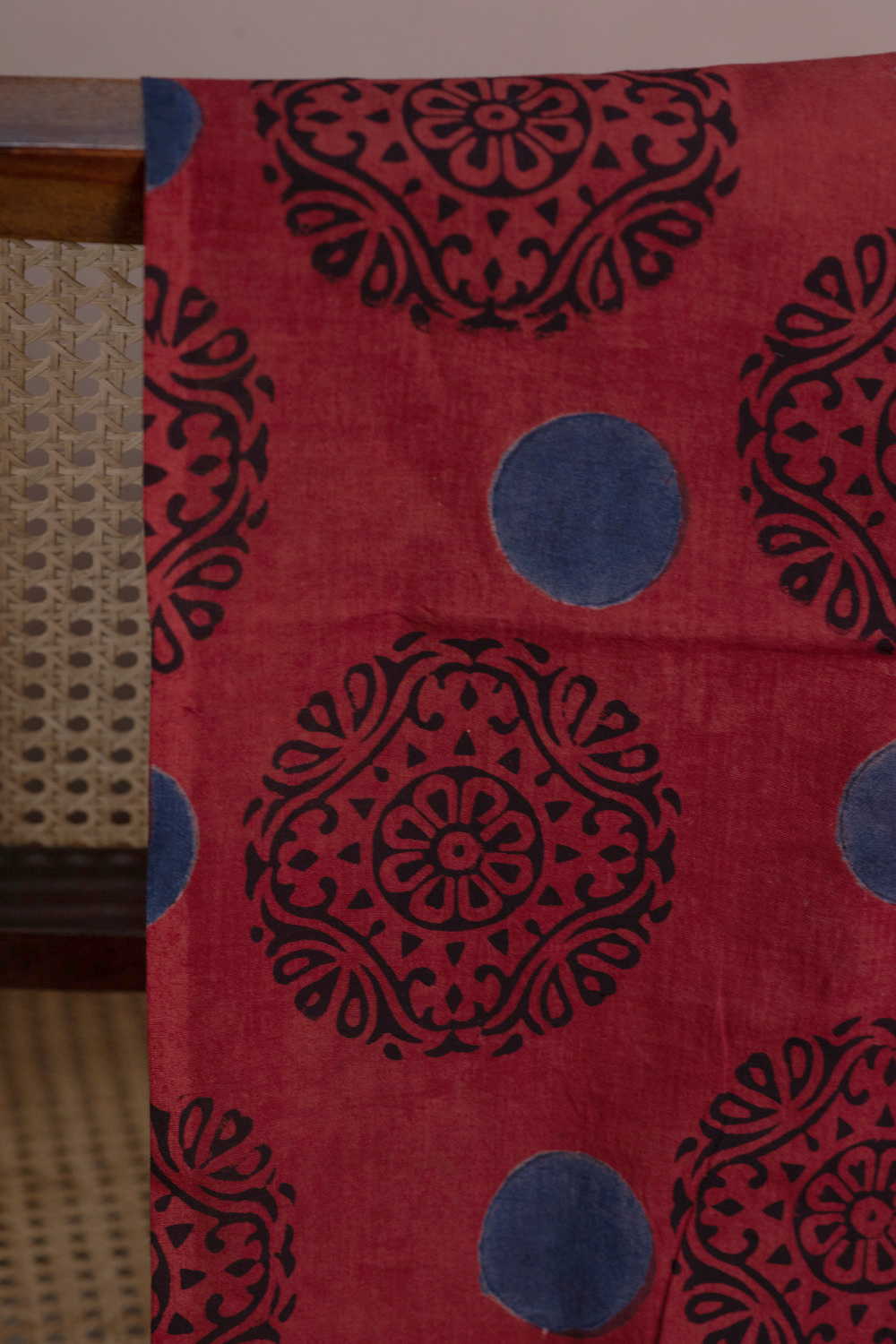 Mandala Motifs on Maroon Ajrak Cotton Fabric - Image 2